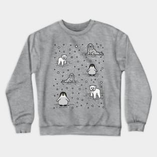 Cute Arctic Animals Winter Pattern Digital Illustration Crewneck Sweatshirt